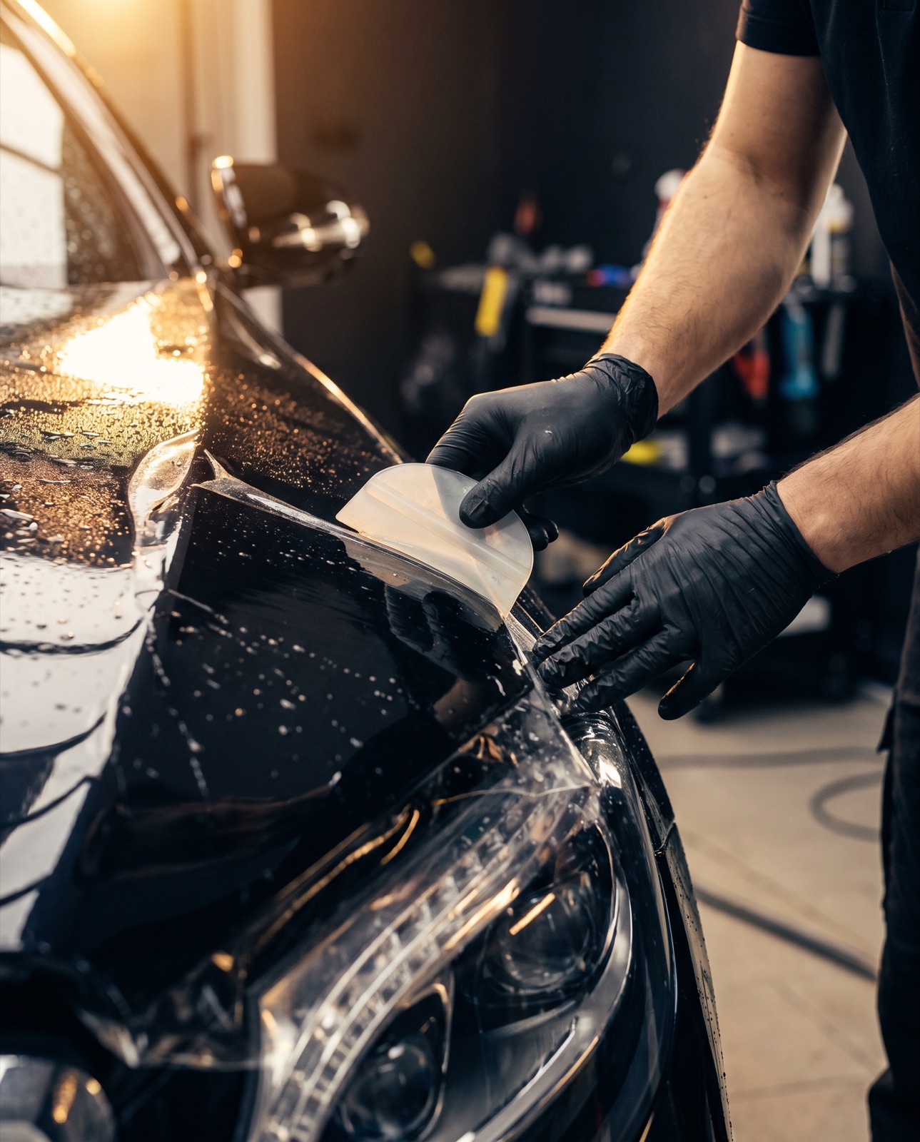 Bespoke Detailing Group applying paint protection film in the studio
