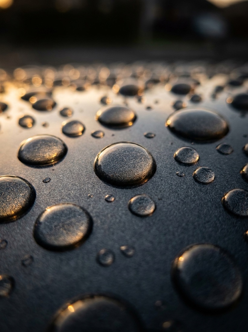 Graphene coating water beading on protected car paint
